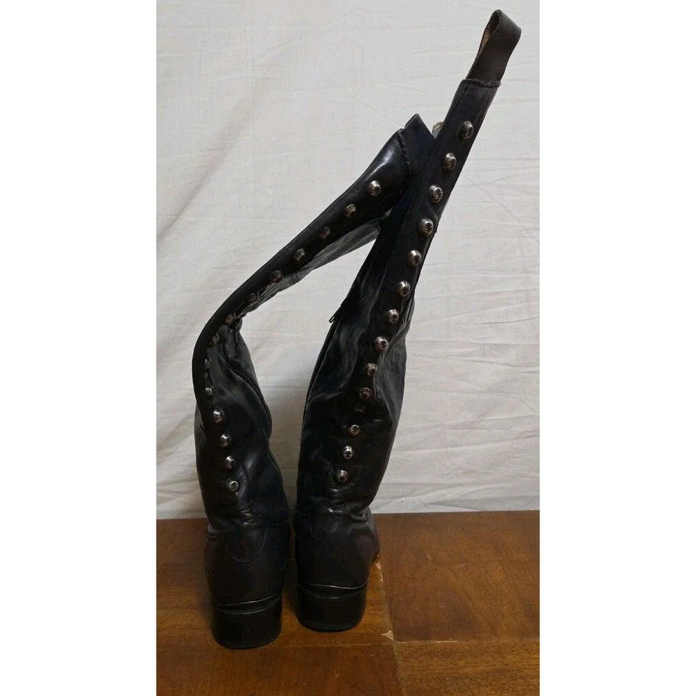 Stetson Womens Black Leather Size 10 Era Over The Knee Boots Vintage
